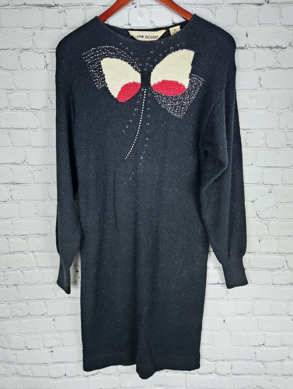 JOHN RICHARD | vintage sequin rabbit hair detail long sleeve midi sweater dress